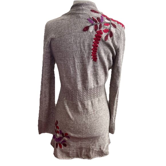 Nic + Zoe Embroidered Floral Open Front Cardigan Sweater Size Small - Picture 5 of 8
